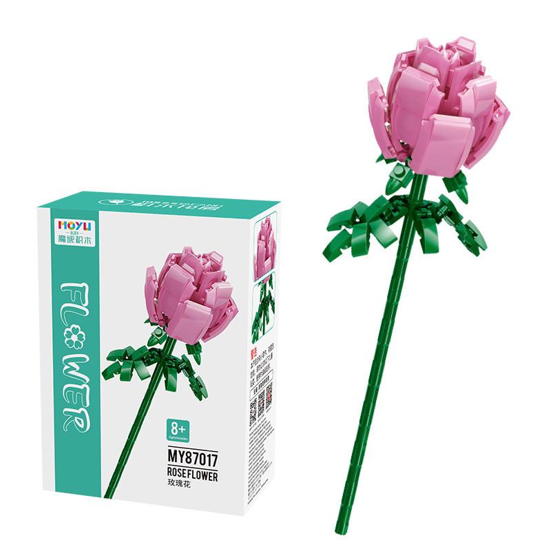 Assembling Children Puzzle Building Blocks Flower Rose Lily Bouquet Model Toy