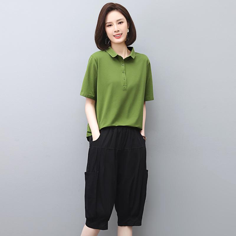Women's Summer Fashion 2025: Casual Plus Size Two-Piece Set with Loose Fit Seven-Point Pants