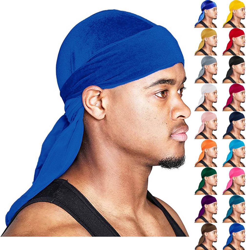 Men's And Women's Satin Elastic Hat Velvet Long Tail Pirate Hat Hip Hop Oversize Bandana Hat