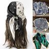 Small Satin Print Wrap Headkerchief 70×70cm Hair Neck Tie Scarf Vintage Women Silk Scarf