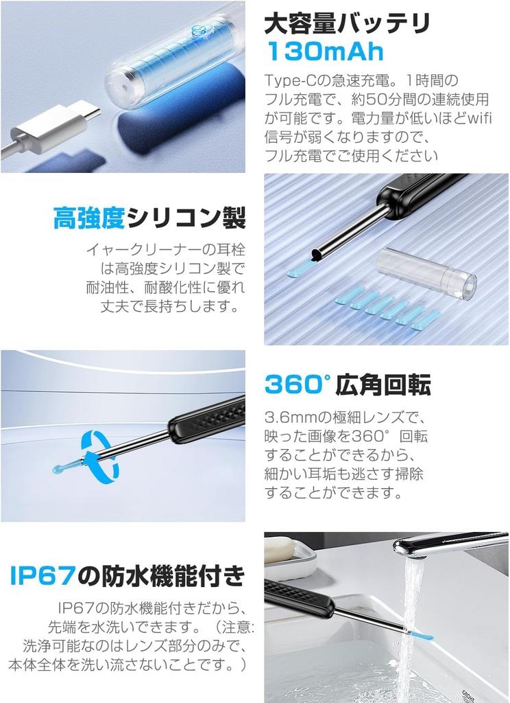 New Removal Camera with 15MP Resolution WiFi Smartphone Streaming LED Light IP67 Suitable for Earwax Cleaning Camera 2026 ModelEarwax Connection,
