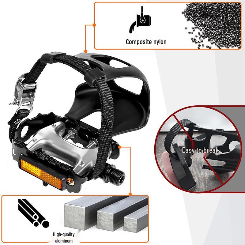 GEETHA Aluminum Alloy Bicycle Pedals with Toe Clips
