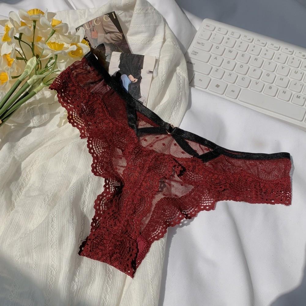 Low Waist Lace Panties Thong Mesh Lace Briefs Sweet Underwear for Women  Lady