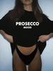 Übergroßes T-Shirt mit Prosecco-Print