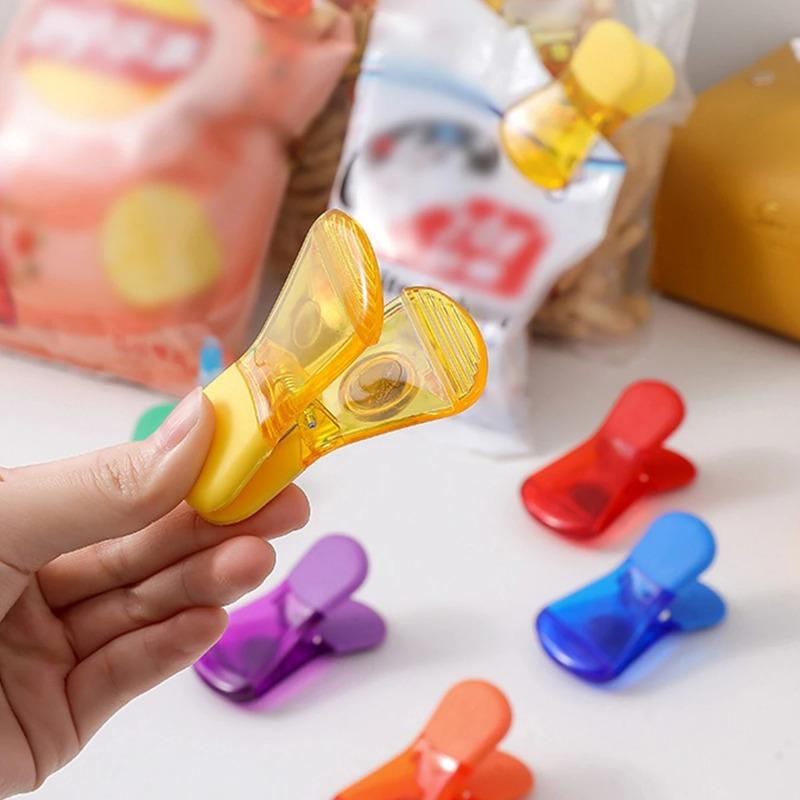 6 STK Forseglingsmaskin Bærbar magnetisk sugemat og snacks plastposeforseglingsmaskin hurtigåpningsposeklips