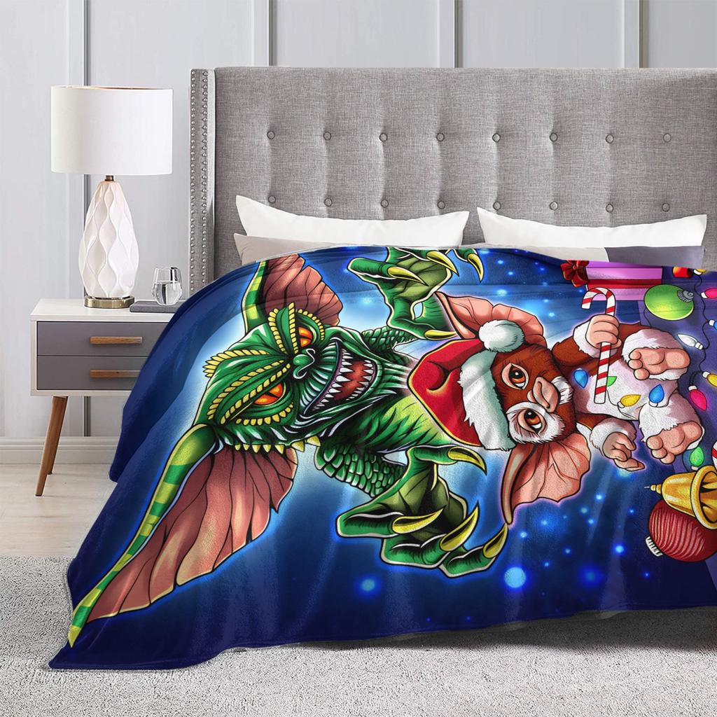 Christmas Horror Movie   Warm Blankets G-Gremlins Gizmo Camping Plush Bedding Throws Home Decor Flannel Bedspread Sofa Bed Cover