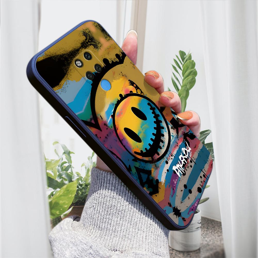 

Чехол для телефона с мультяшным красочным узором, квадратный, жидкий, силикон, TPU, полное покрытие, противоударный, защитный чехол для камеры Huawei Honor Vivo Vivo Y22S темно-синий