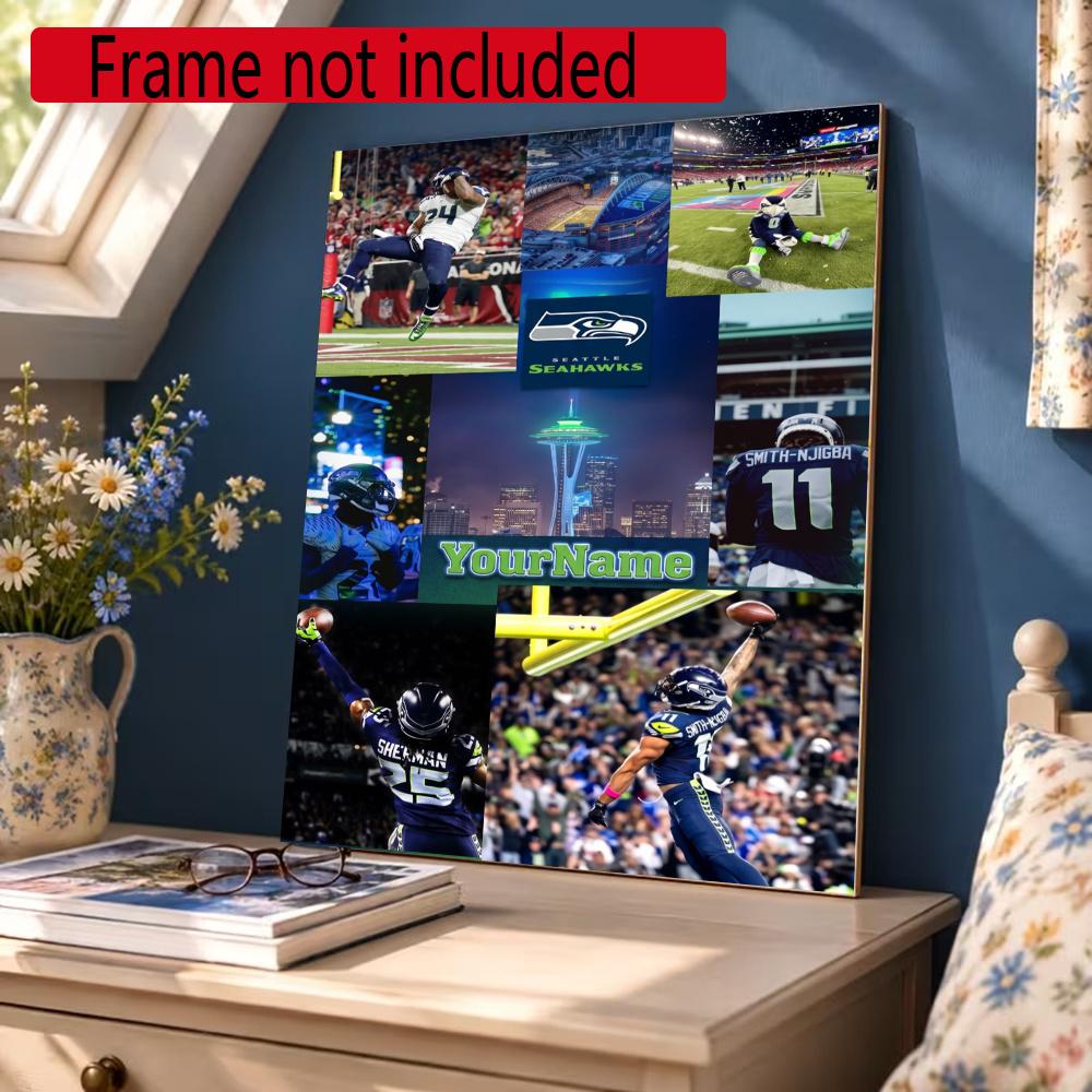 Seattle Seahawks Personalized Name Round Diamond Painting Kit Diamond Embroidery Painting Rhinestones Mosaic Frameless Handwork Decoration Arts