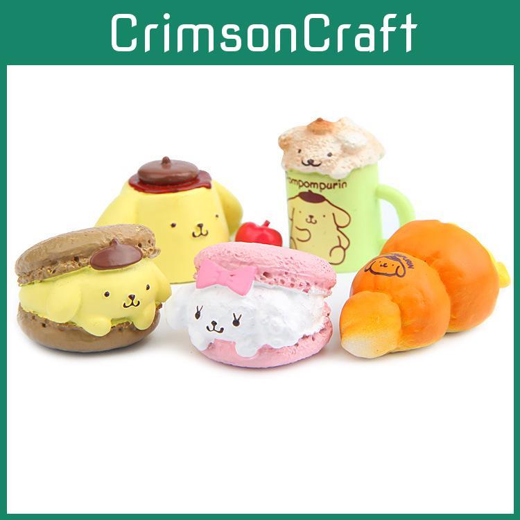 Burger Cartoon Pompompurin Bread And Cup Resin Ornaments For Party And Gifts