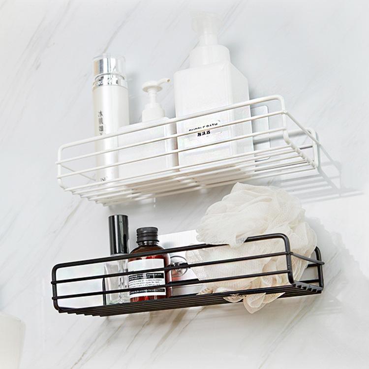 Wrought Iron Bathroom Rack, Wall-mounted Shower Gel Storage Rack, Square Non-punching and Non-marking Finishing Rack, Storage Rack.