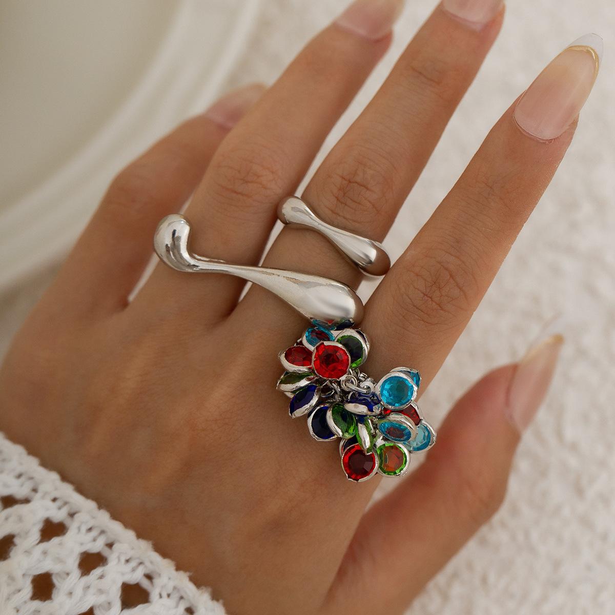 

Винтажное инс цветное драгоценное подвеска-кисточка кольцо с дизайном из неровного металлического кольца