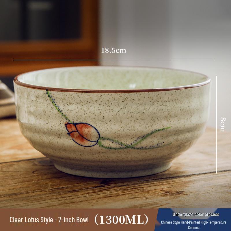 Unterglasur Keramik Reis- & Suppenschüssel Set mit Essstäbchen - Chinesischer Nationalstil Geschirr für Zuhause & Restaurants