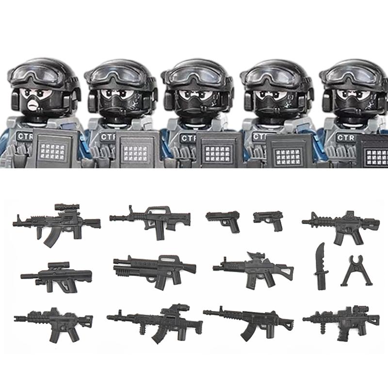 Non-Toxic City Police China Ptu Special Forces Building Blocks Assault Soldier Ctru Figures Gas Defense Mask Military Weapons Bricks Toys
