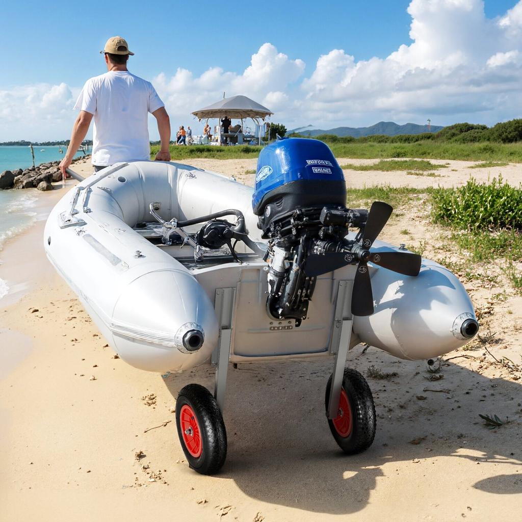 Boat Launching Wheels, 136.1 Kg Load Capacity, 381 Mm Aluminium Alloy Transom Wheel with Inflatable Rubber Tires, Folding Launch Wheels with 4 Quick