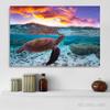 Green Sea Turtle Swims Underwater Wall Pictures Canvas Painting Ocean Marine Life Animal Posters Prints for Living Room Decor