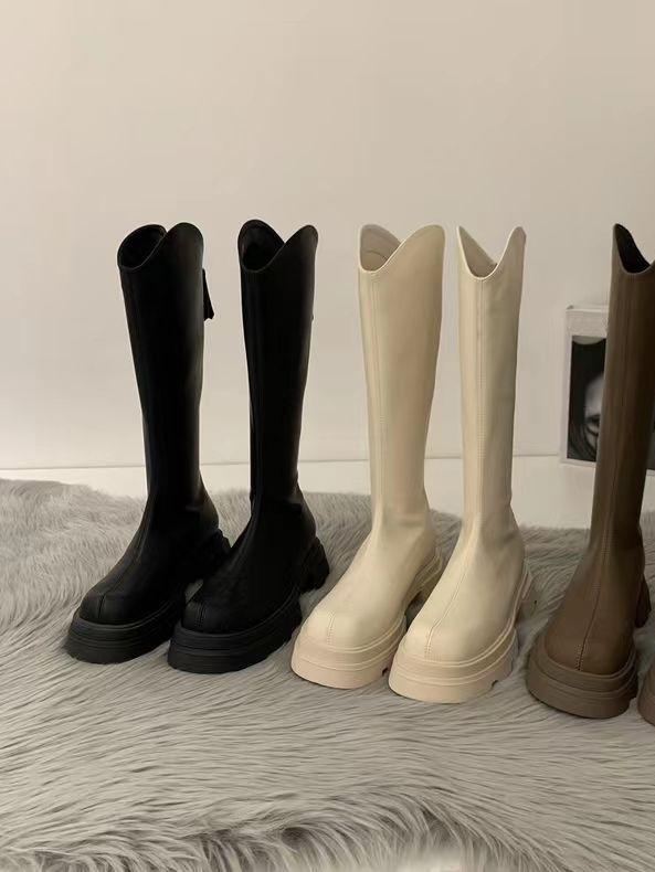 2025 new autumn and winter boots women's thick-soled thick-heeled high-heeled knight boots, but knee-thick legs, big tube circumference long boots