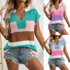 New Summer Color-blocking Casual Short-sleeved Sweater