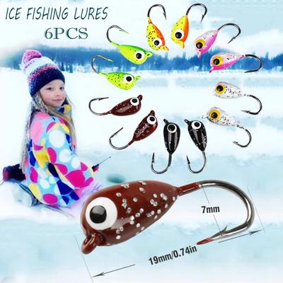 Mini Ice Fishing Lures 6pcs Metal Fishing Hook Outdoor Sports Ice Fishing Tackle Ice Fishing Baits