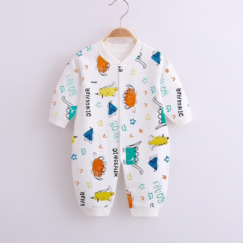 Baby Long Sleeve Romper - Spring/Autumn, Printed Combed Cotton Pajamas for Newborns, Infant Wear