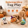 Halloween Squeaky Plush Dog Chew Toy, Pumpkin Ghost Potion Design with Cotton Rope Arms, Bite Resistant Tug Play Toy for Pets