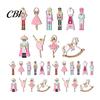 Pink Nutcracker Pendants 10/20/30Pcs Wooden Christmas Ornaments, Watercolor Hanging Decor with Girl Gift Ideas Ballerina, Horse & Mouse King Designs,