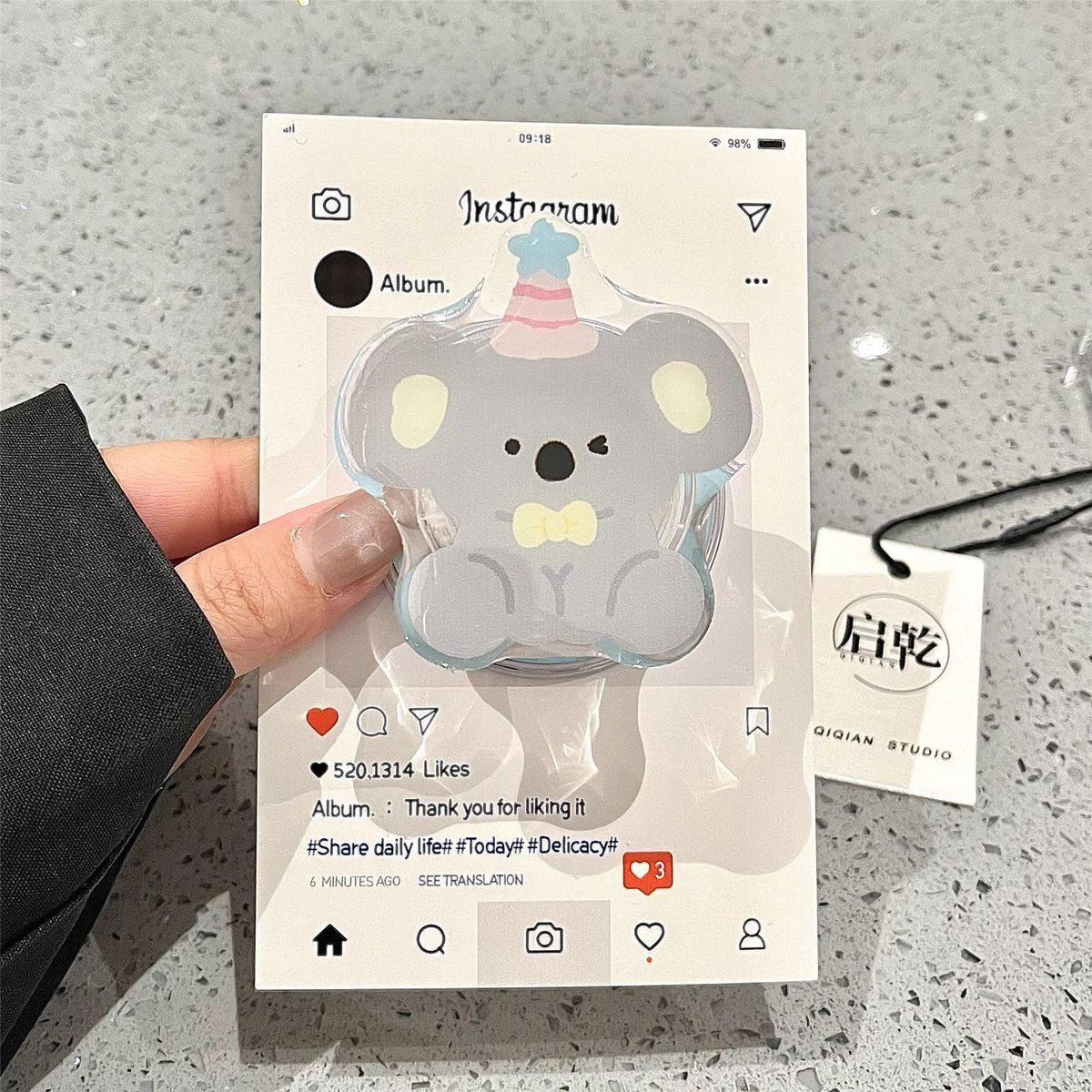 Cartoon Brown Koala MagSafe-Compatible Foldable Magnetic Phone Holder