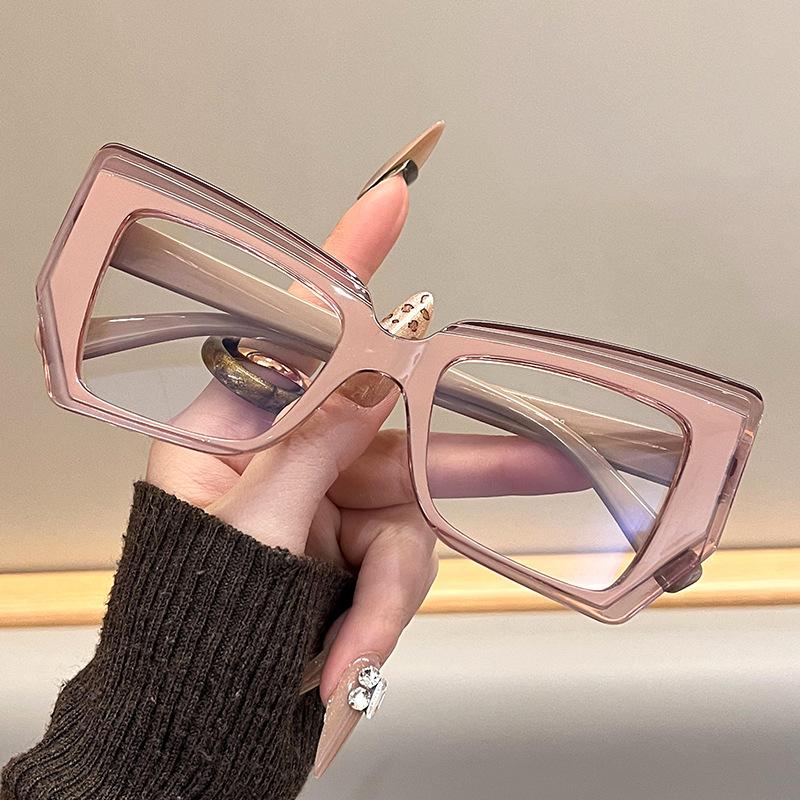 Anti-Blue Light Repair Glasses, Retro Trendy Color Matching Flat Glasses, Plain Face And Thin Artifact, Large Frame Glasses