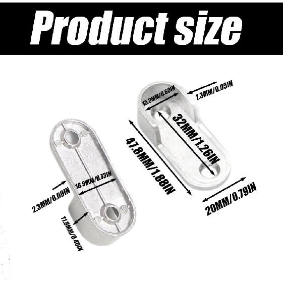 12 Pcs Oval Closet Rod End Supports with 2 Mounting Hole, Wardrobe Rod Bracket, Flanges Socket