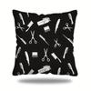 1pc Modern Barber Pole & Barber Chair Throw Pillow Cover Suitable for Living Room Sofa, Zippered Decorative Cushion Case 17.7x17.7"
