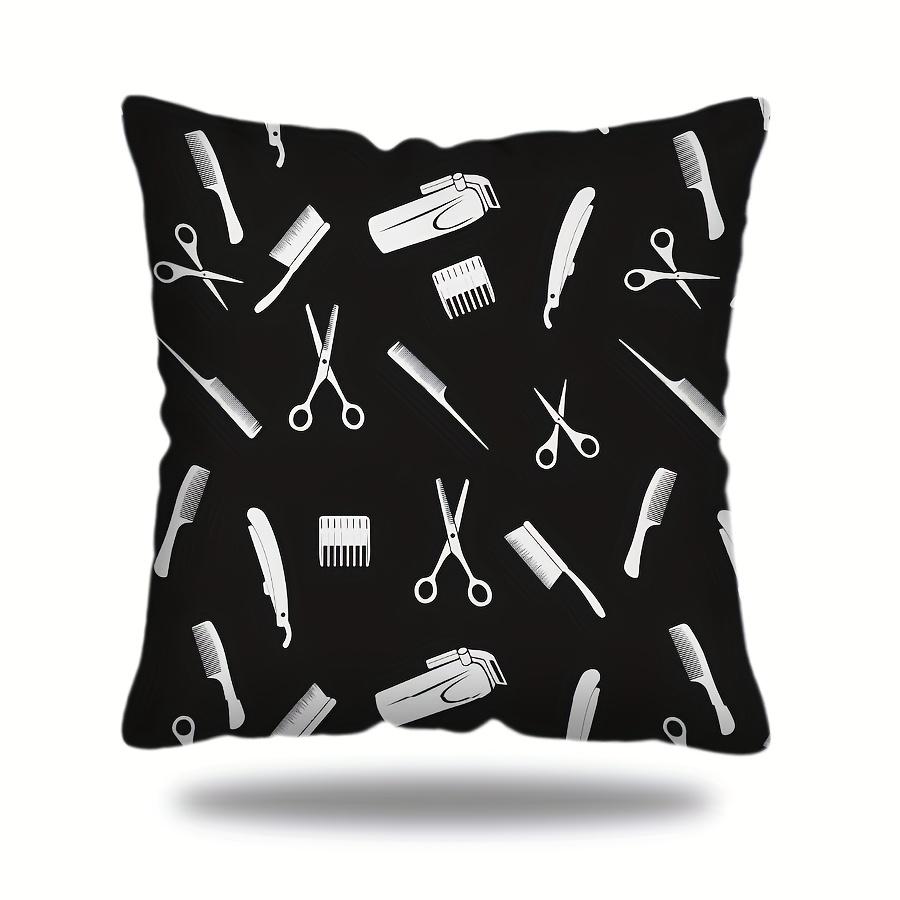1pc Modern Barber Pole & Barber Chair Throw Pillow Cover Suitable for Living Room Sofa, Zippered Decorative Cushion Case 17.7x17.7"