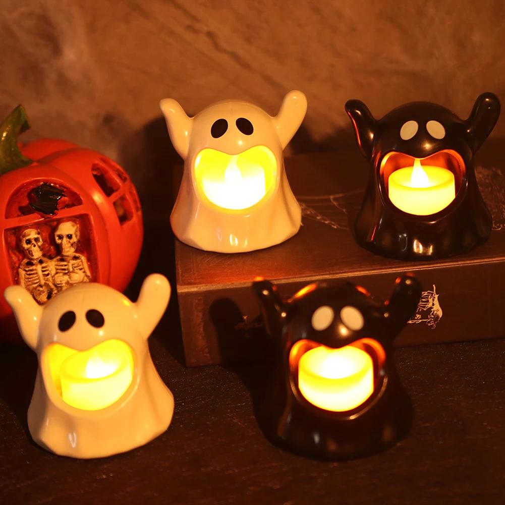 Warm Light Halloween Flameless Candle Two Color Battery Powered Led Candle Used for Halloween Decoration and Home Fast Shipping