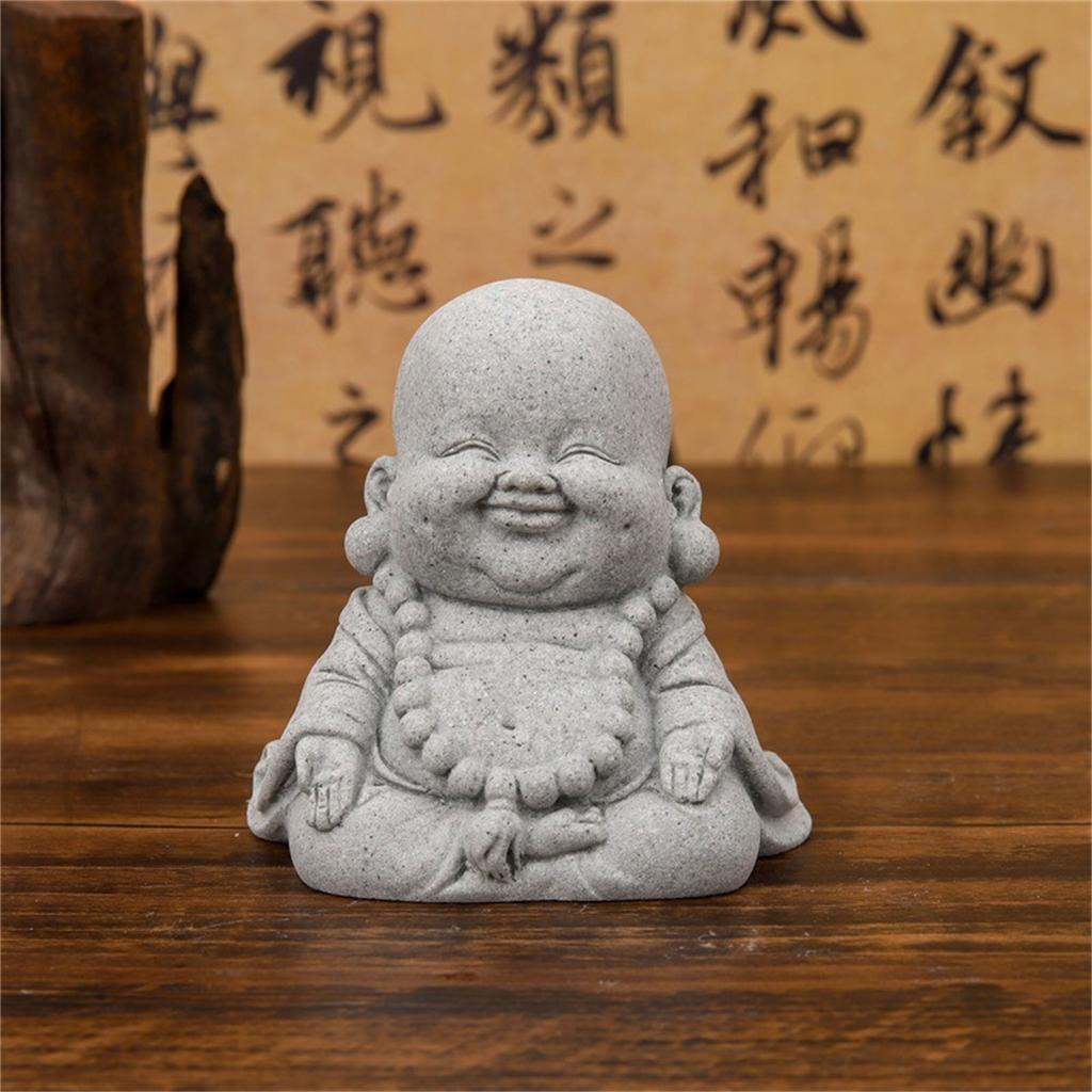 Desktop Ornaments Buddhist Monk Sandstone Sign Decoration Sculpture Gift Desktop Fish Tank Decors for Home School Office
