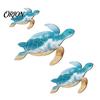 Mediterranean Home Accents 3Pcs Wooden Turtle Wall Art, Ocean Theme Hanging Ornaments for Bathroom Room Decor Living Bedroom, Coastal Beach