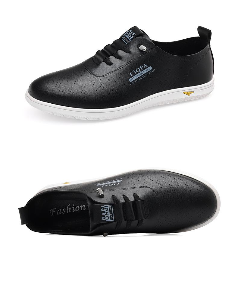 2025 Shoes for Men Leather Casual Shoes Summer New Microporous Slip-on Loafers Fashion Round Toe Sandals Driving Shoes