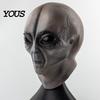 Maschera Alieno in Rete Trasparente Maschera Grigia di Halloween, Testa Intera in Lattice Cosplay UFO con Grandi Occhi Realistici, Morbido Oggetto di Scena per Feste Sci-Fi per Adulti, Scherzo