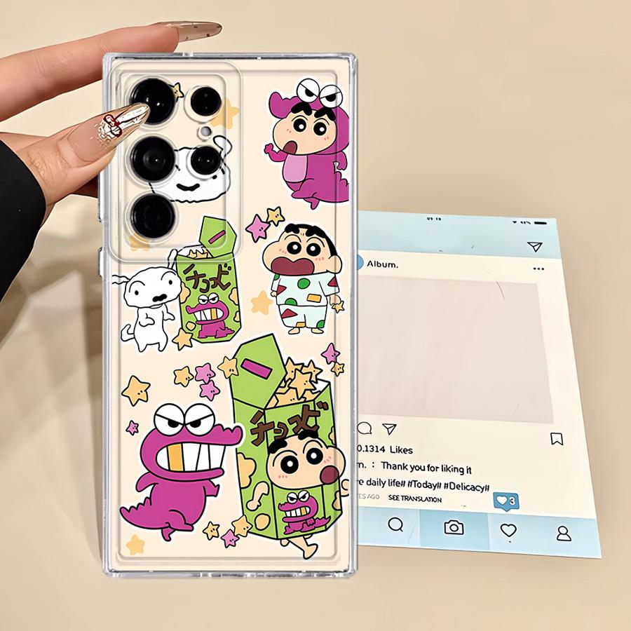 Case for Samsung Galaxy S24 S20 Plus S25 Edge S22 FE S21 Note 20 Ultra 10 S23 Ultra S26 Phone Cover Cute Crayons Shinchans