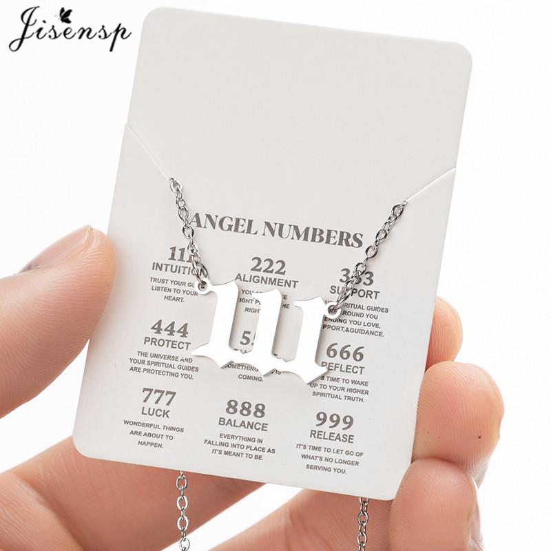 Stainless Steel Angel Number Lucky Numbers Necklaces 111 222 333 444 555 888 999 777 666 Pendant Necklace Charms Jewelry