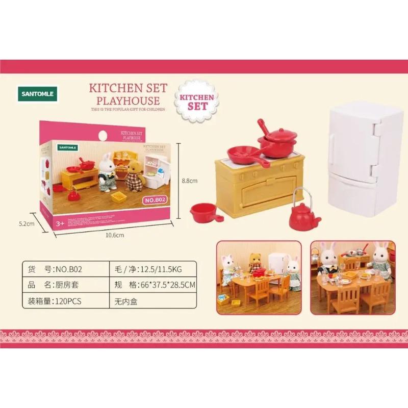 Forest Home Animal Family Mini Rabbit Villa Living Room Kitchen Bedroom Garden Micro Furniture Set Girl Pretend Play Toy Model
