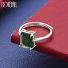 925 Sterling Silver Four-Prong Rectangular AAA Zirconia Open Ring - Stylish Evening Jewelry