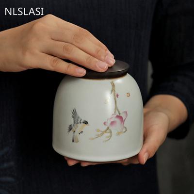 Traditional Ru Kiln Ceramics Tea Caddy Tieguanyin Containers Travel Tea Bag Sealed Tea Jar Coffee Storage Tank Spice Organizer