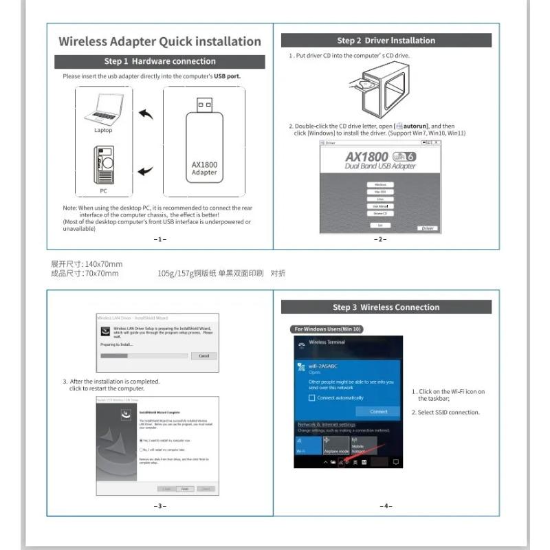 Adapter 1800Mbps 2.4G/5GHz Dual Band 802.11AX Wireless Wi-Fi Dongle Network Card USB 3.0 WiFi Adapter For Windows 7/10/11