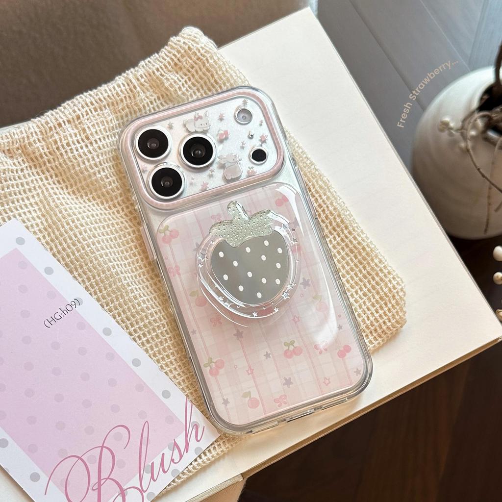 Creative Strawberry Stand Phone Case for iPhone 16, iPhone 17, and iPhone 17 Pro Max
