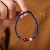 Imperial Blue Lapis Lazuli & Red Agate Layered Bracelet with Gold Detailing - Thin Style for Women