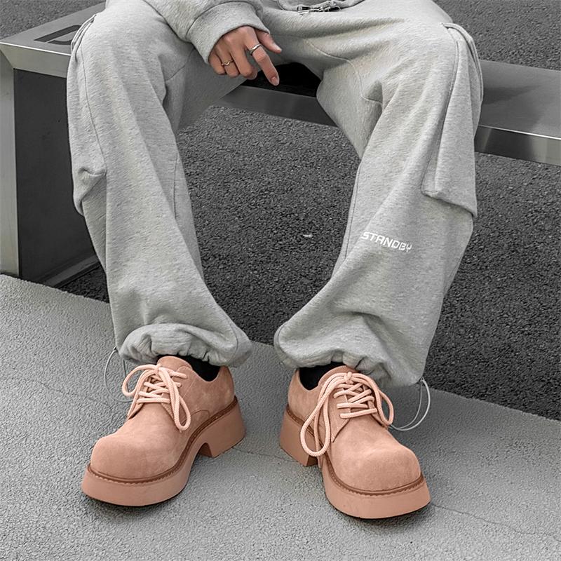 Fashion Pink Derby Men's Shoes Trendy Thick Bottom Design Style Outdoor leisure street Daily party youth shoes  Plus Size 38-48 New