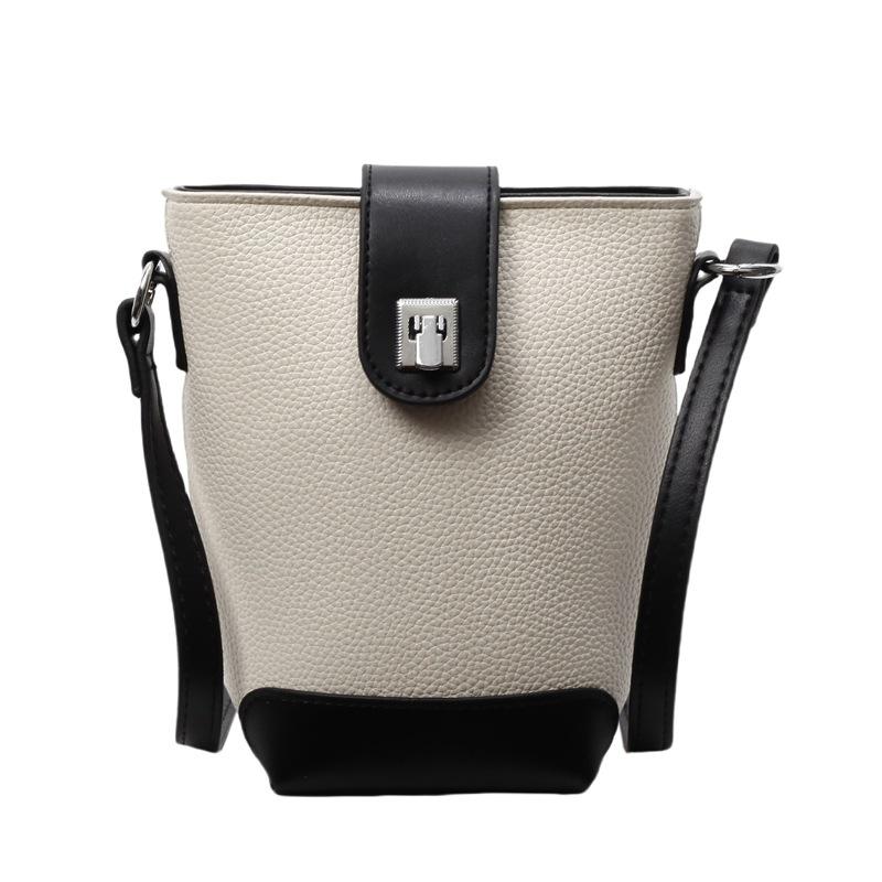 Simple Small Bag Women's New Fashion Lychee Pattern Bucket Bag Casual Trend Shoulder Messenger Women's Bag