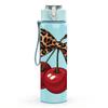 1PC Cherry Fruit Leopard Bow Print 750ml Color Plastic Sports Water Bottle Leakproof Flip Straw Lid Suitable for Sports Office Home Use