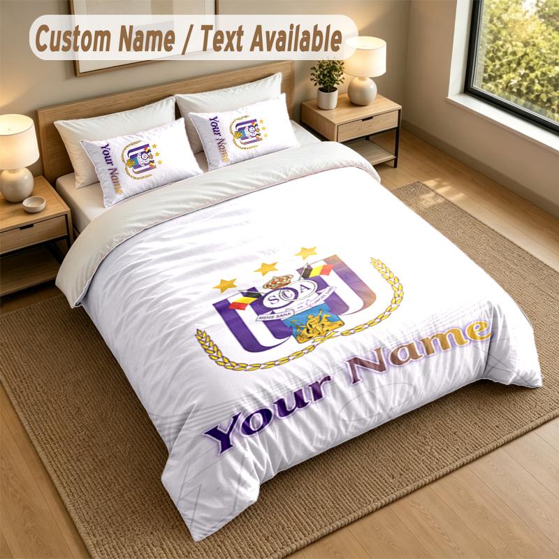 3Pcs Bedding Set Custom Name Text, 1 Sheet 2 Pillowcases Home Bed DecorAnderlecht FC