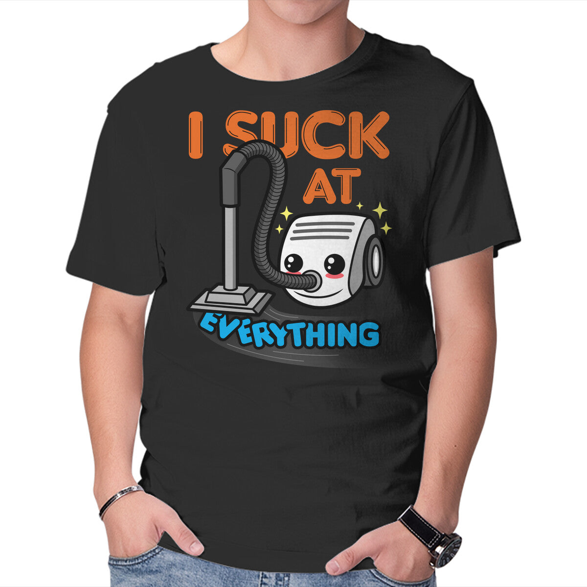 Unisex Crew Neck T-Shirt I Suck At Everything Graphic Short Sleeve Casual Tee XL