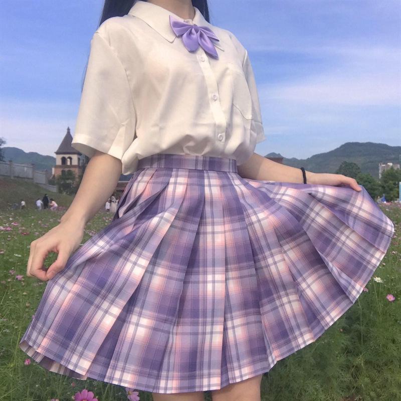 Ash Women's Academy Style Sailor Suit: Short Sleeve JK Student Uniform with Genuine Pleated Short Skirt
