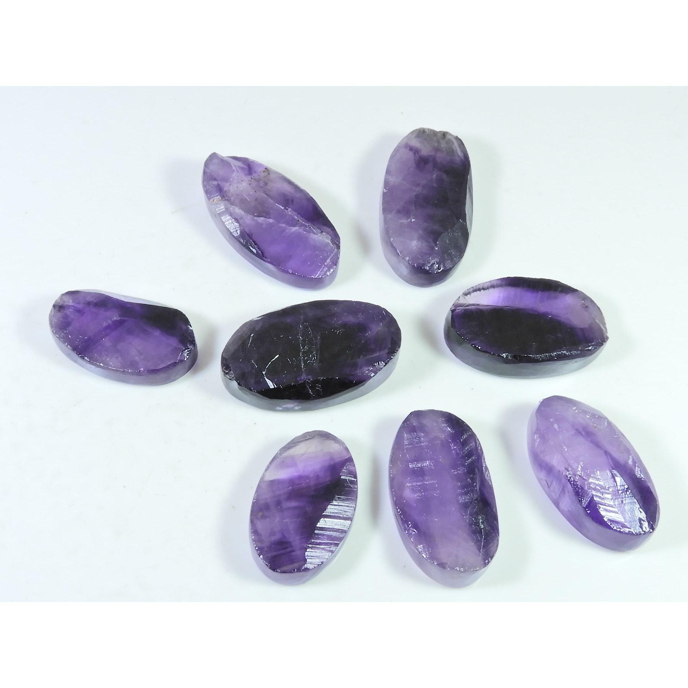 

287Cts.Natural Amethyst Druzy Oval Cabochon Loose Gemstone 08Pcs Lot 26-33MM C-1250